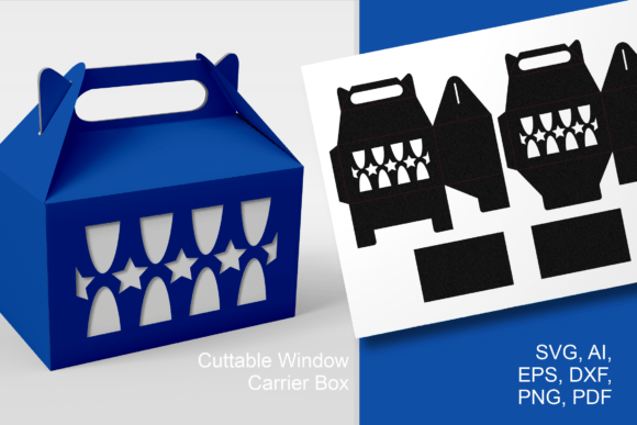 Download Stars Window Gable Gift Box Template SVG - Gift Collection
