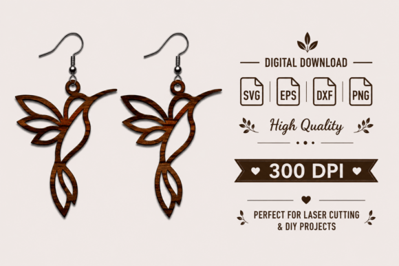 Download Wooden Bird Earrings SVG,Laser Cut File - Bird Collection