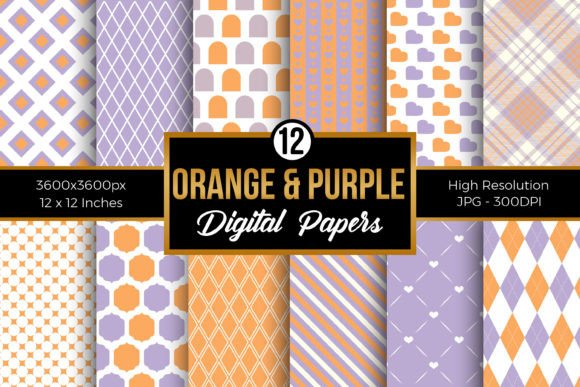 Download Purple &amp; Orange Pattern Digital Papers - Pattern digital paper Collection