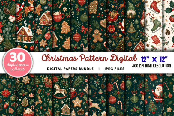 Download Christmas Pattern Digital Paper Bundle - Pattern digital paper Collection