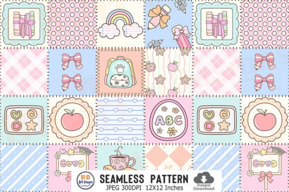 Download School Patchwork Pattern Digital Paper - Pattern digital paper Collection
