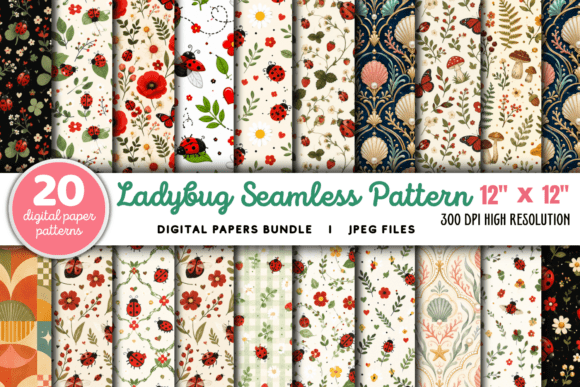 Download Ladybug Pattern Digital Paper Bundle - Pattern digital paper Collection
