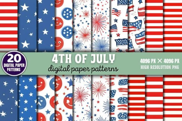 Download 4th of July Pattern Digital Paper Backg - Pattern digital paper Collection