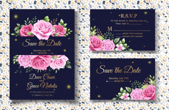Download Hand Drawing Botanical Wedding Card Set - Premium Resources
