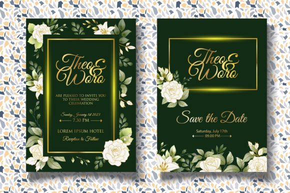 Download Hand Drawing Botanical Wedding Card Set - Premium Resources