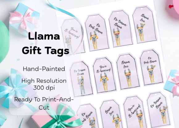 Download No Prob-Llama Gift Tags - Light Purple - Gift Collection