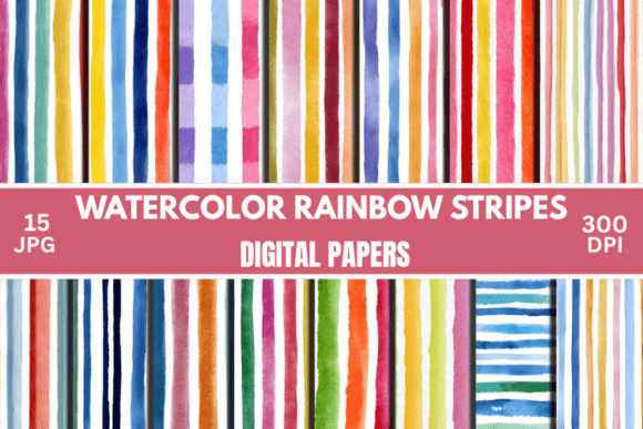 Download Watercolor Stripes Pattern Digital Paper - Pattern digital paper Collection