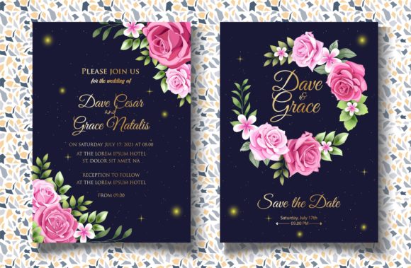 Download Hand Drawing Botanical Wedding Card Set - Premium Resources