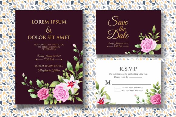 Download Hand Drawing Botanical Wedding Card Set - Premium Resources